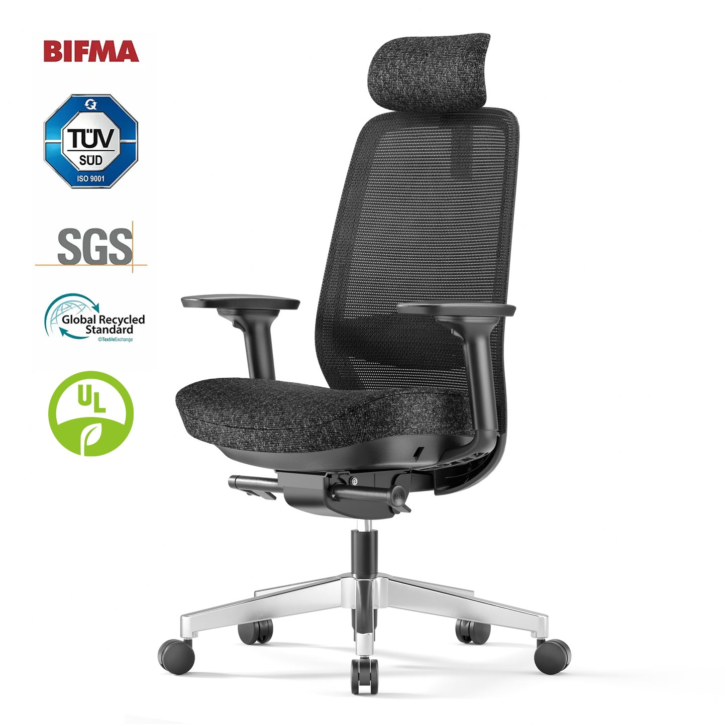 Ergosift Ergonomic Mesh Office Chair — Lumbar Support, Adjustable Headrest/Armrests, Seat Depth, 90–135° Recline