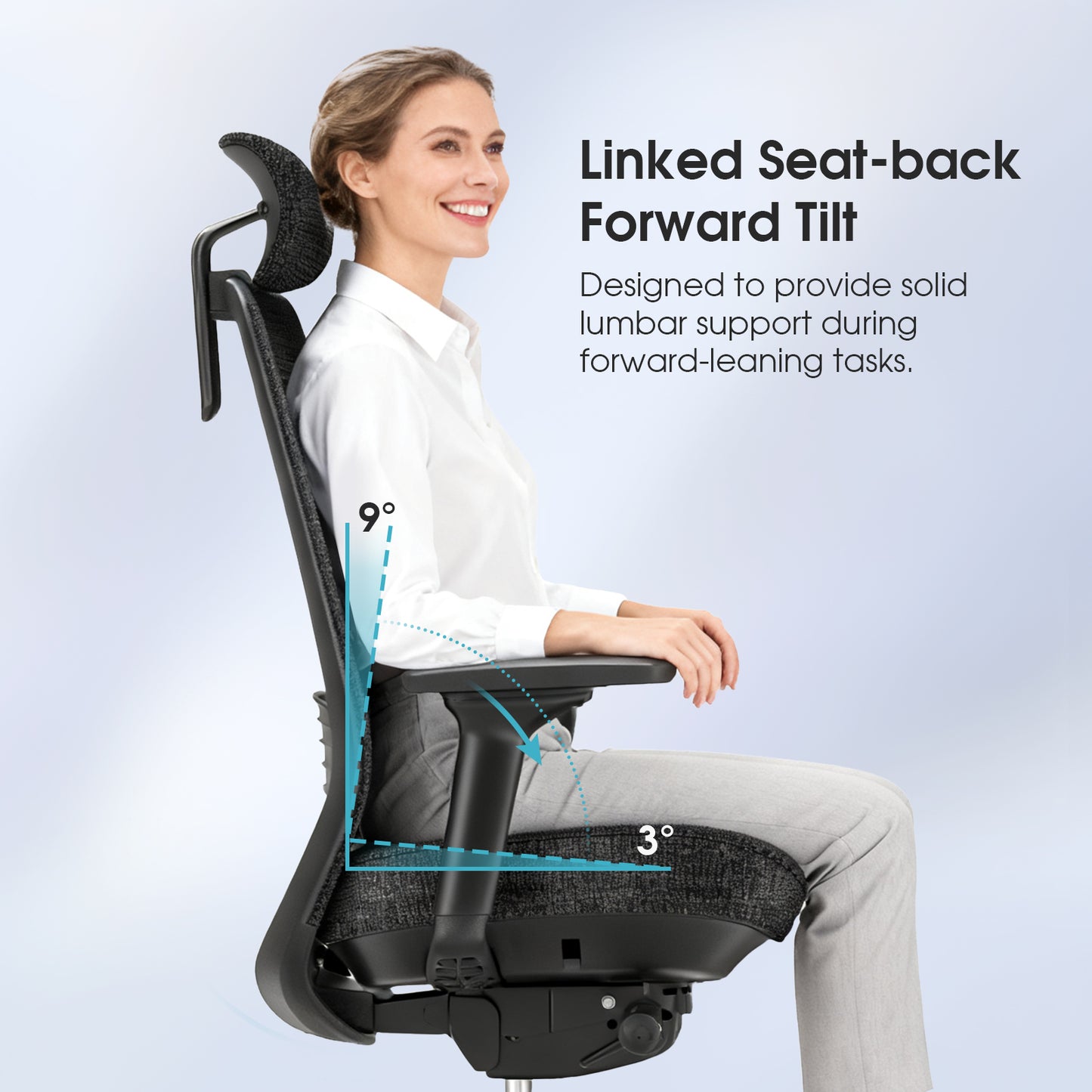 Ergosift Ergonomic Mesh Office Chair — Lumbar Support, Adjustable Headrest/Armrests, Seat Depth, 90–135° Recline