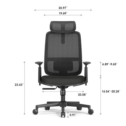 ErgoSift Ergonomic Mesh Office Chair With Lumbar Support, Adjustable Headrest, Armrest, Seat Depth And Tilt